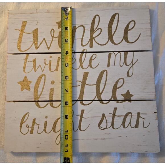 Distressed White Gold Nursey Sign Decor Twinkle Twinkle My Little Bright Star - Picture 12 of 14